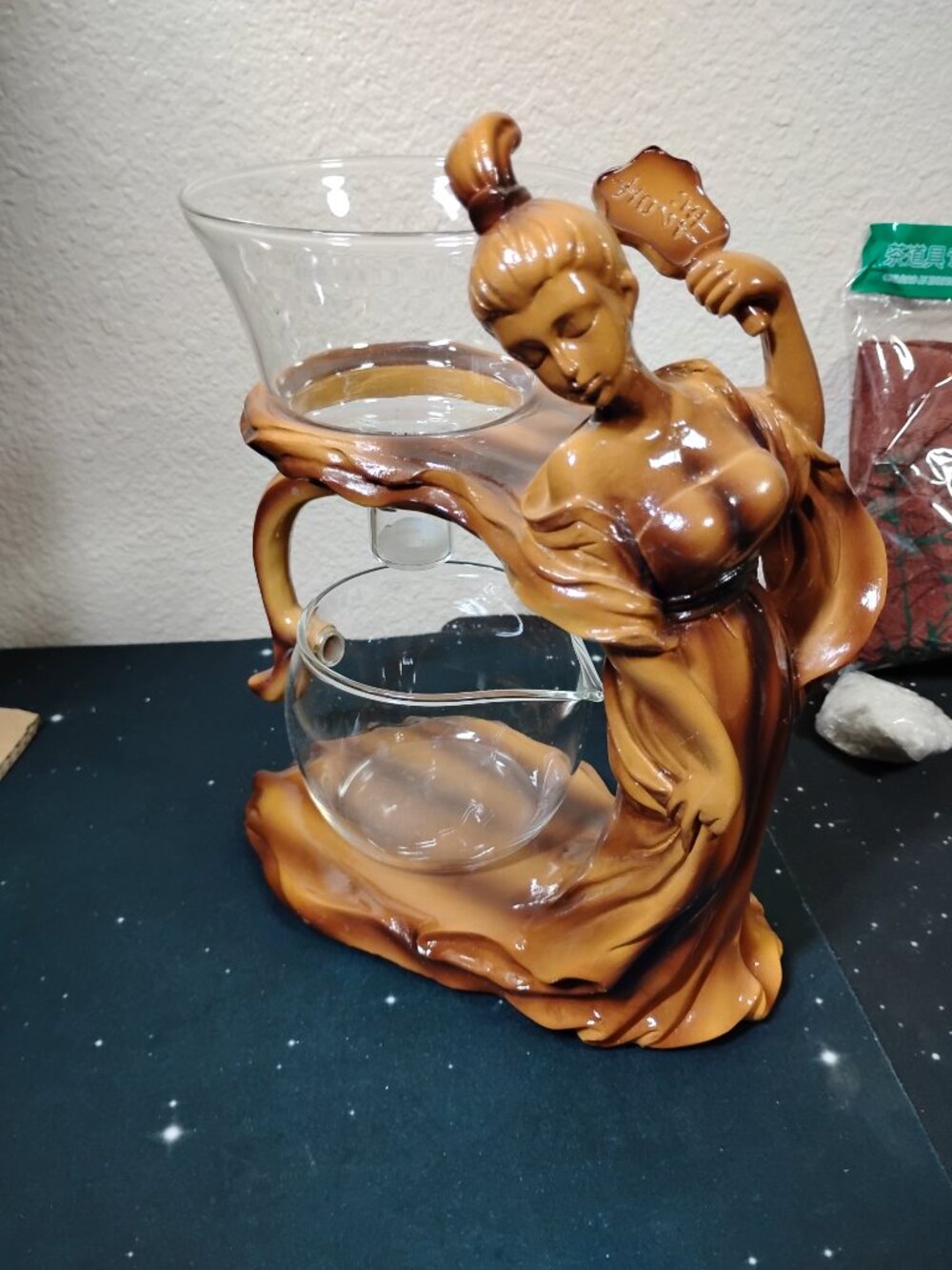 Chinese Lazy Kung Fu Glass Tea Set Magnetic Automatic Teapot Elegant Lady Stand - Picture 3 of 6